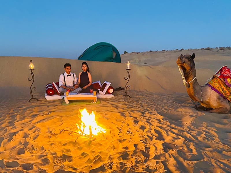 Campfire dinner in the desert